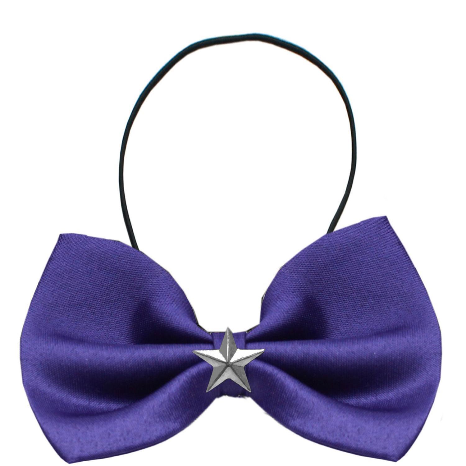 Silver Star Widget Dog Bow Tie - Purple